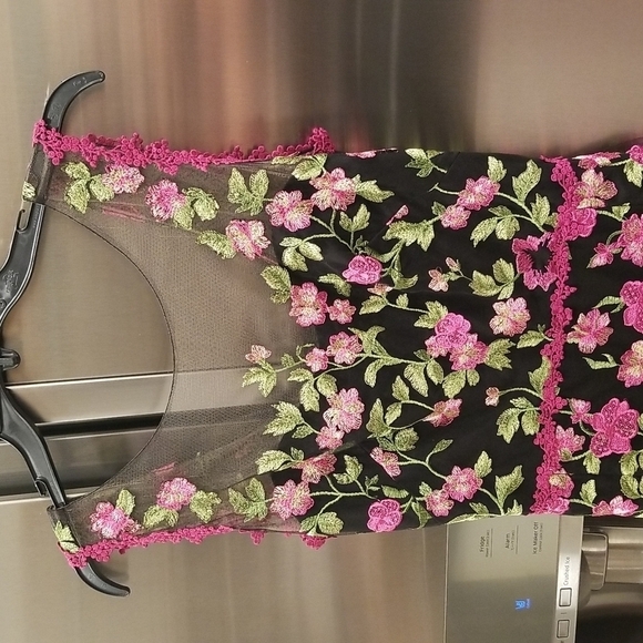 💕MARCHESA NOTTE💕 Sleeveless Embroidered Cocktail Dress ~ Black Floral Print 8 - Picture 13 of 16